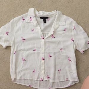 Forever 21 flamingo collared shirt